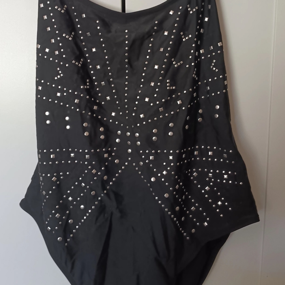 Black Embellished one pc swimsuit